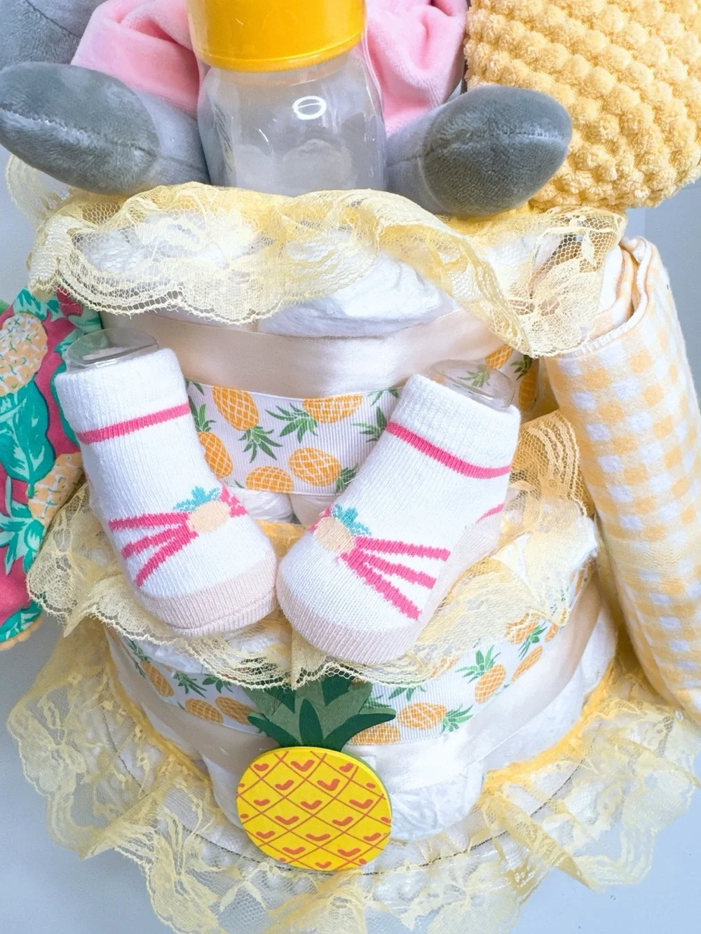 Pineapple Diaper Cake, Cat Diaper Cake, Fruit Theme